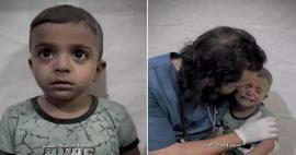 So versuchte der Arzt, das palästinensische Kind zu beruhigen, das während des israelischen Angriffs vor Angst zitterte