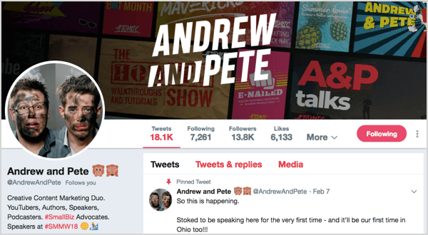 Twitter-Profil für @andrewandpete.