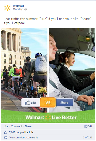 Walmart fragt nach Likes und Shares