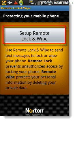 Setup Norton Android Remote Lock und wischen