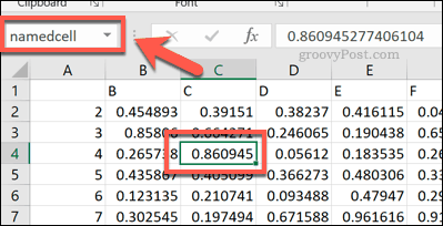 Eine benannte Zellreferenz in Excel