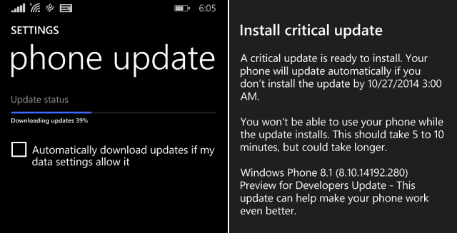 Kritisches Update für Windows Phone 8.1 in der Vorschau für Entwicklerprogramm jetzt verfügbar