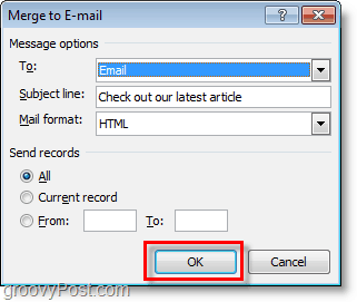 Bestätigen Sie und klicken Sie auf OK, um Massen-E-Mails mit personalisierten E-Mails zu senden