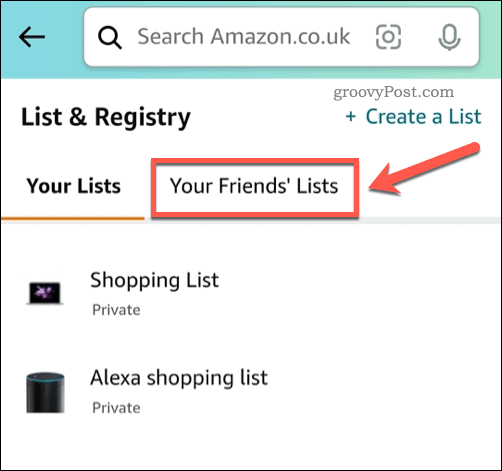 Wunschlisten von Freunden in der Amazon-App anzeigen