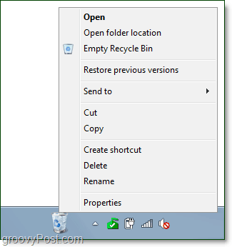 Ein voll funktionsfähiger Papierkorb in der Taskleiste in Windows 7