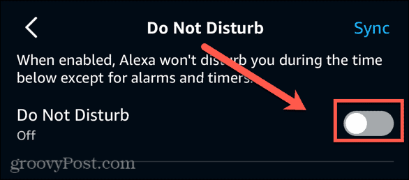 Alexa App DND umschalten