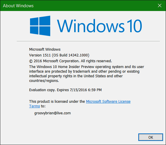 Windows 10 Vorschau 14342