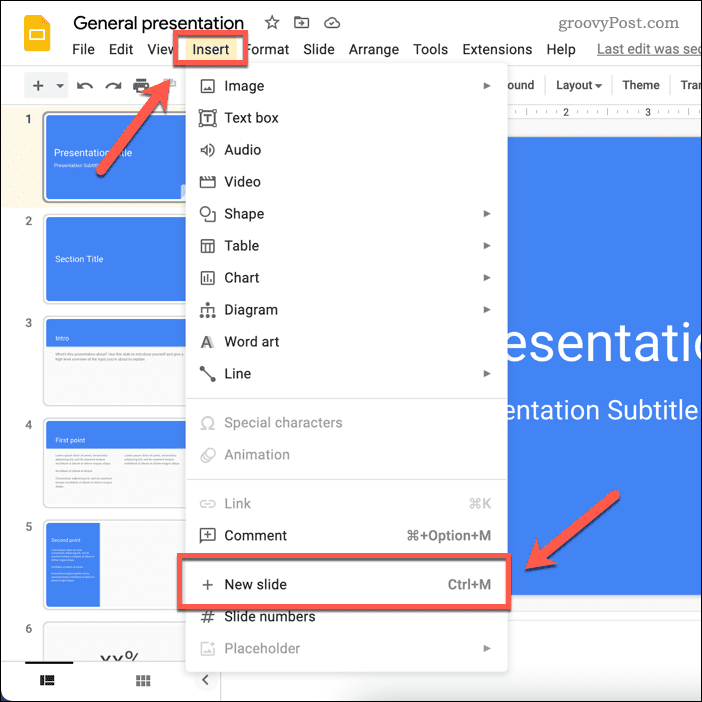 Erstellen Sie eine neue Folie in Google Slides