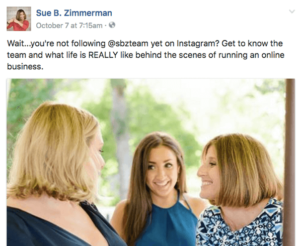 Sue B Zimmerman Cross-Promotion-Beispiel
