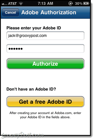 Autorisieren Sie mit Ihrer Adobe-ID