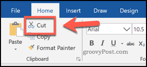 Die Schaltfläche zum Ausschneiden in Word