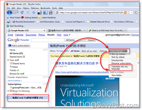 RSS-Übersetzungsfunktion von Google Reader:: groovyPost.com