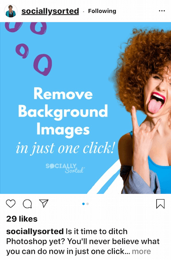 Sozial sortierter Instagram-Beitrag mit heller Schrift auf dunklerem Hintergrund