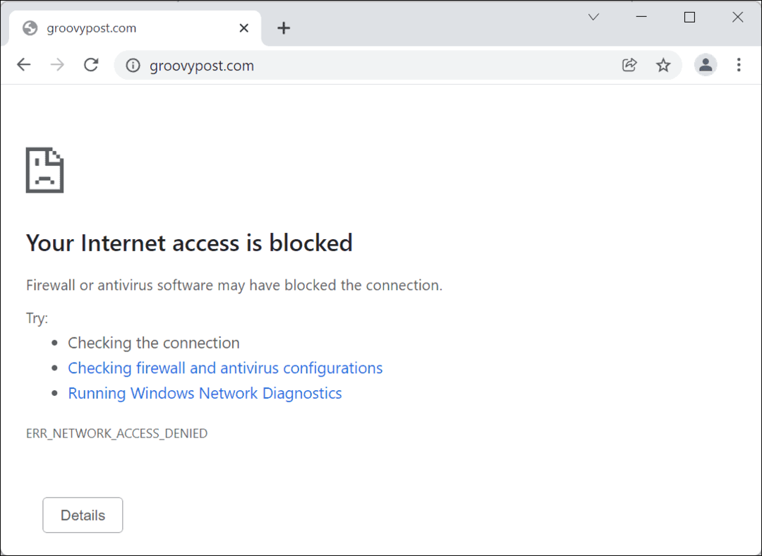  Internetzugang blockiert Google Chrome