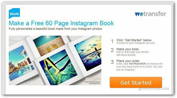 WeTransfer bietet ein kostenloses 60-seitiges Instagram-Fotobuch an