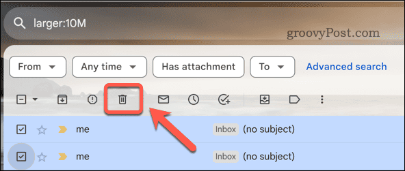 Gmail-E-Mails aus den Suchergebnissen löschen