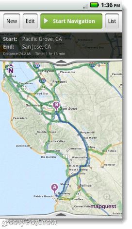 Mapquest für die Android App Navigation