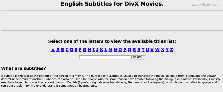 Englische Untertitel für die Homepage von DivX-Filmen