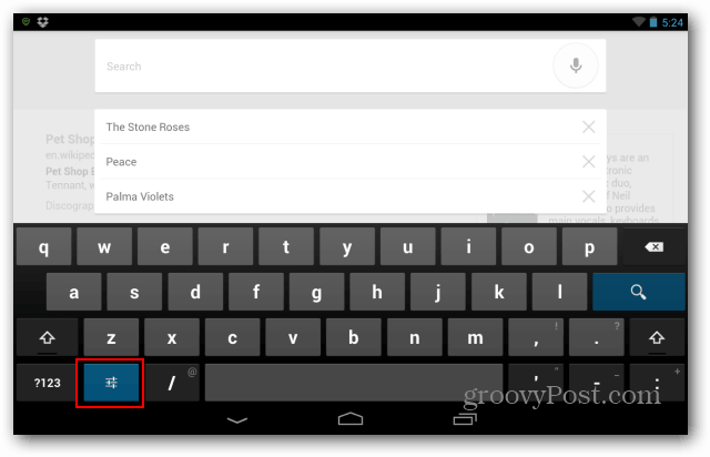 Schaltfläche für die Nexus 7-Tastatureinstellungen