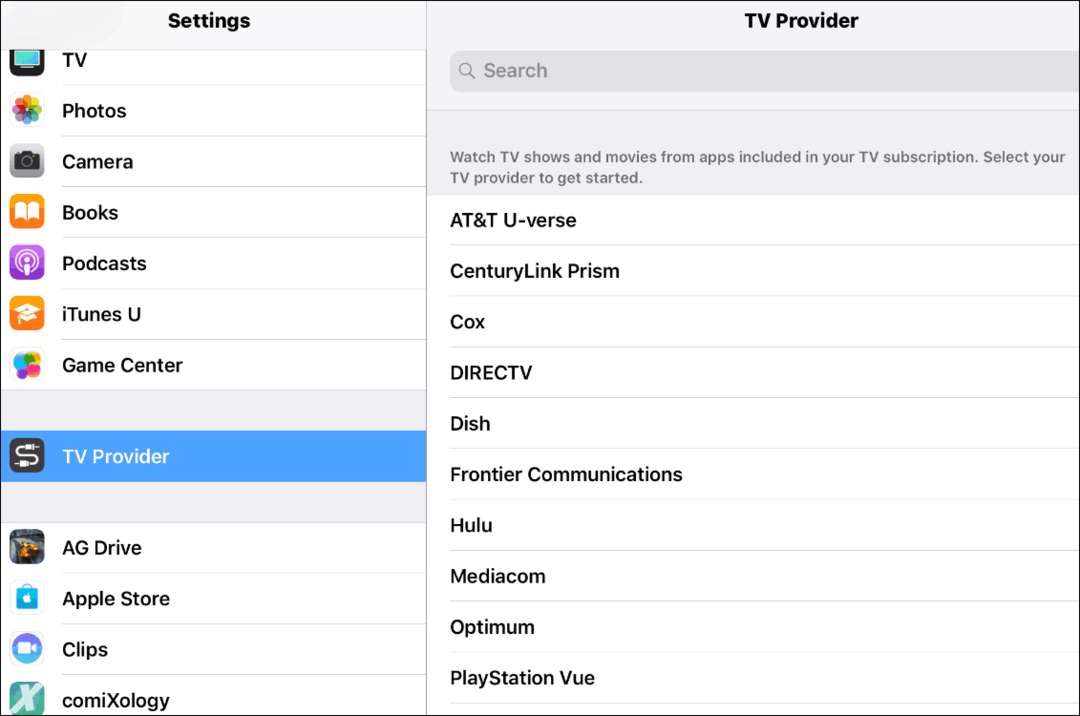 TV-Anbieter iOS