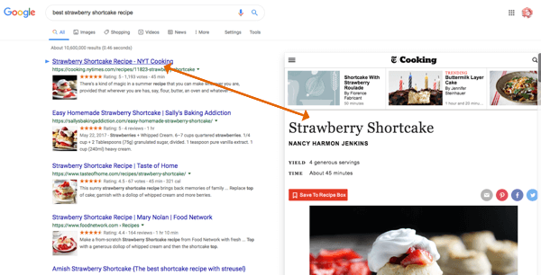 Verwenden Sie Google Results Previewer, um Inhalte anzuzeigen, bevor Sie sich durchklicken.