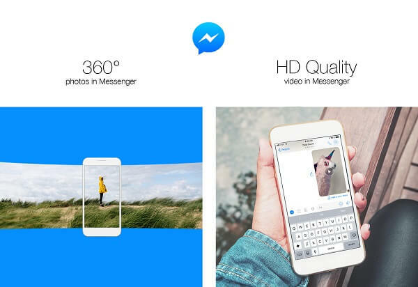 Facebook hat die Möglichkeit eingeführt, 360-Grad-Fotos zu senden und hochauflösende Videos in Messenger zu teilen.