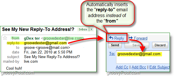Wenn Sie eine Antwort-E-Mail-Adresse einrichten, werden alle Antworten an Ihre alternative Adresse gesendet