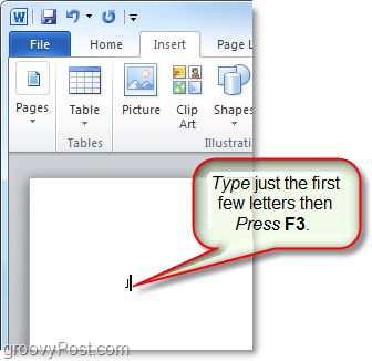 Verwenden Sie die Taste f3, um Autotext in Word oder Outlook einzufügen