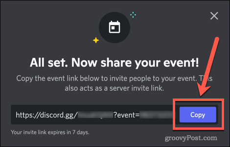 Teilen eines neuen Discord-Events