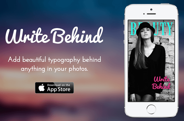 Fügen Sie mit der Write Behind-App Text hinter und durch Bilder hinzu.