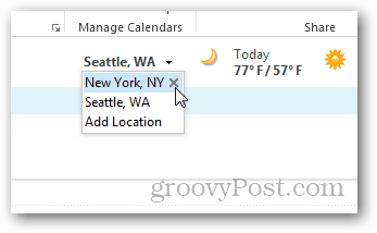 Outlook 2013 Kalender Weather Tour - Städte hinzufügen und entfernen