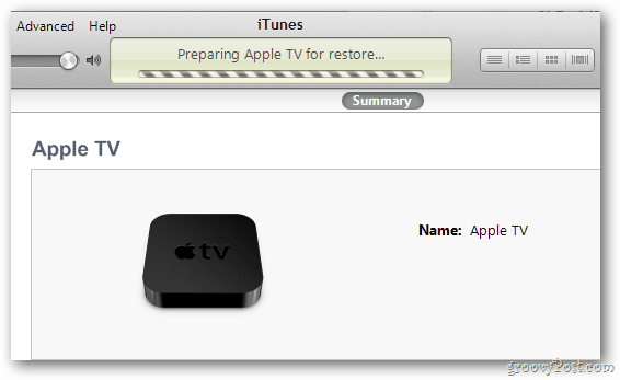 Apple TV Wiederherstellungsfortschritt