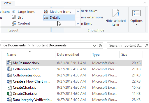 Datei-Explorer Windows 10 Details