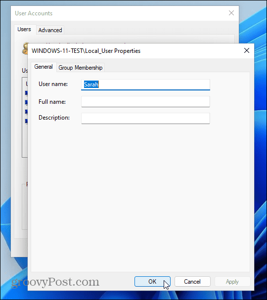 Benutzername Netplwiz Windows 11