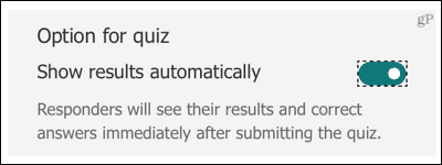 Microsoft Forms Quiz, Ergebnisse automatisch anzeigen