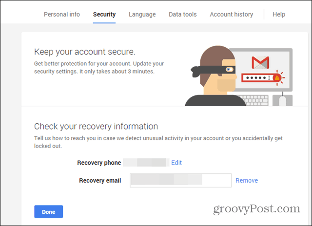 Telefonische E-Mail-Prüfung des Google-Sicherheitsassistenten
