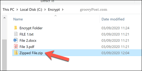 Öffnen einer Zip-Datei in Windows 10