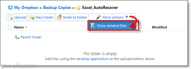 Gelöschte Dateien in Dropbox anzeigen