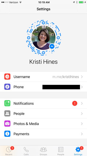 Messenger-Code für Facebook-Profile