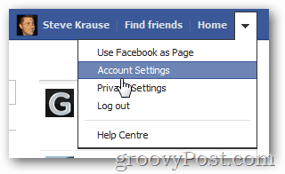 Facebook-Klick-Kontoeinstellungen