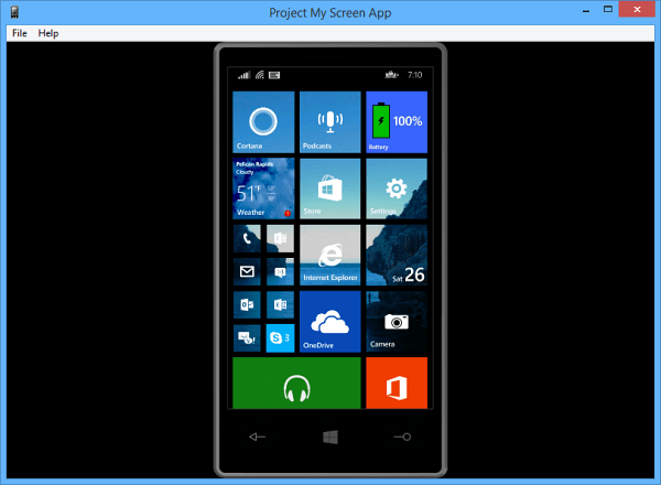Windows Phone 8.1 Ermöglicht das Projizieren des Bildschirms auf einen PC