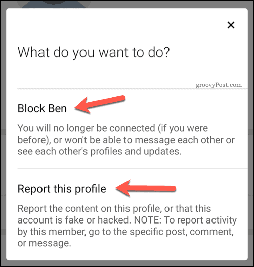 Sie möchten einen Benutzer in LinkedIn blockieren oder melden