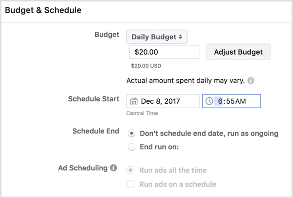 Facebook erstellt einen Zeitplan für Werbekampagnen