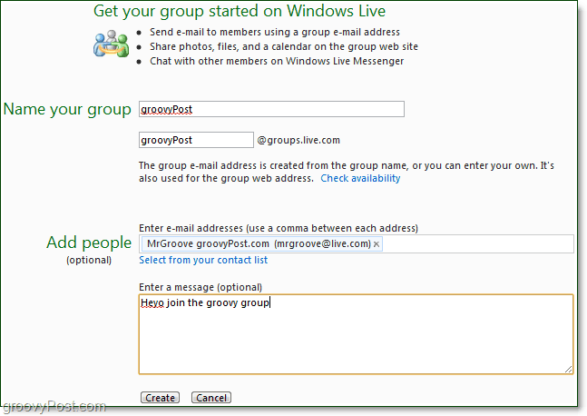 Erstellen Sie eine Windows Live-Gruppe