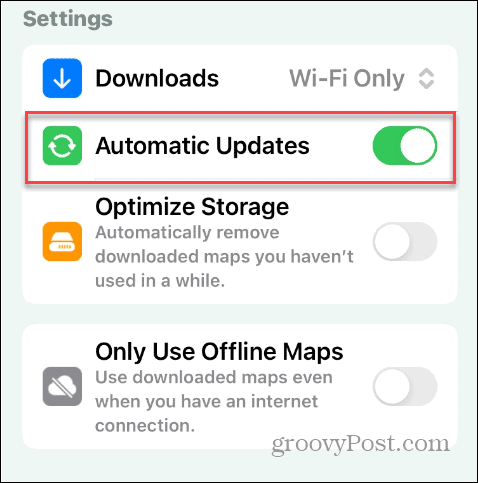 automatische Aktualisierung von Offline-Karten in Apple Maps