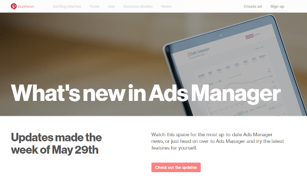 Pinterest hat in der Woche vom 29. Mai mehrere neue Funktionen für Ads Manager eingeführt.