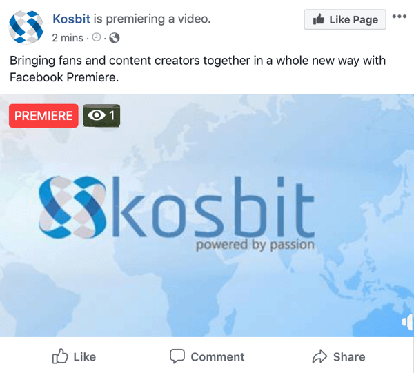 Facebook Premiere Beispiel von kosbit, Video Premiere