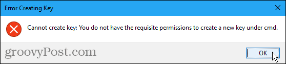 In der Windows-Registrierung kann kein Schlüsselfehler erstellt werden