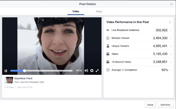 Facebook Live-Video-Metriken