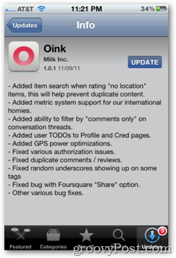 Oink 1.0.1 Update aus dem Apple App Store